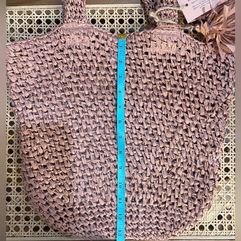 EXPRESSIONS NYC Paper Straw Tote Bag Woven Purse Pink New With Tags Handbag - Picture 10 of 11